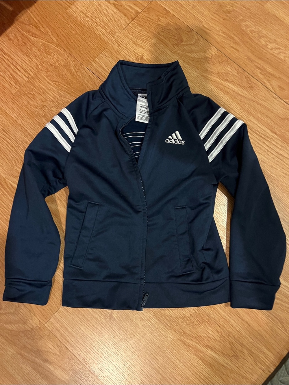 adidas Navy Jacket with White Shoulder Stripes